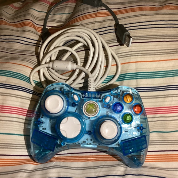 Microsoft XBOX 360 Rock Candy Wired see through blue Controller Model 037-010 - Picture 1 of 15